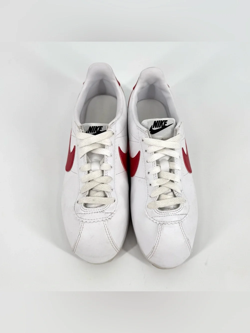 Nike Classic Cortez Sneakers Womens Size 6.5 White Leather Red Blue 807471 103